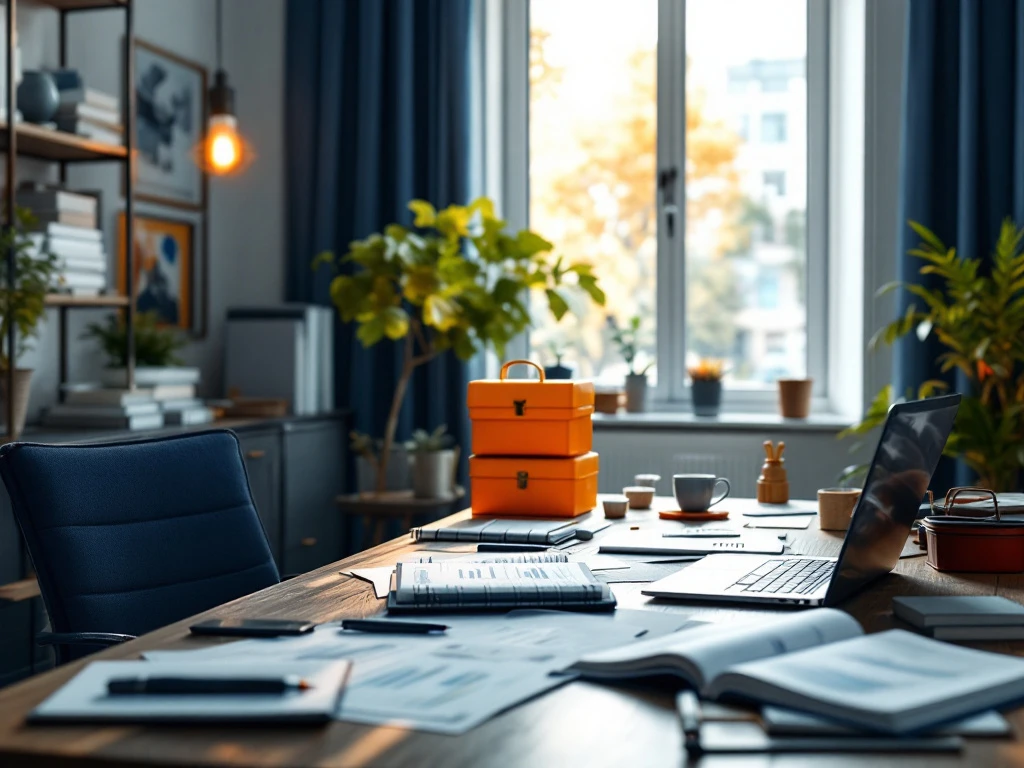 Professioneel bureau toont twee carrièrepaden: traditionele fiscale boeken versus digitale financiële tools, verbonden door een schaakbord met strategische zet.
